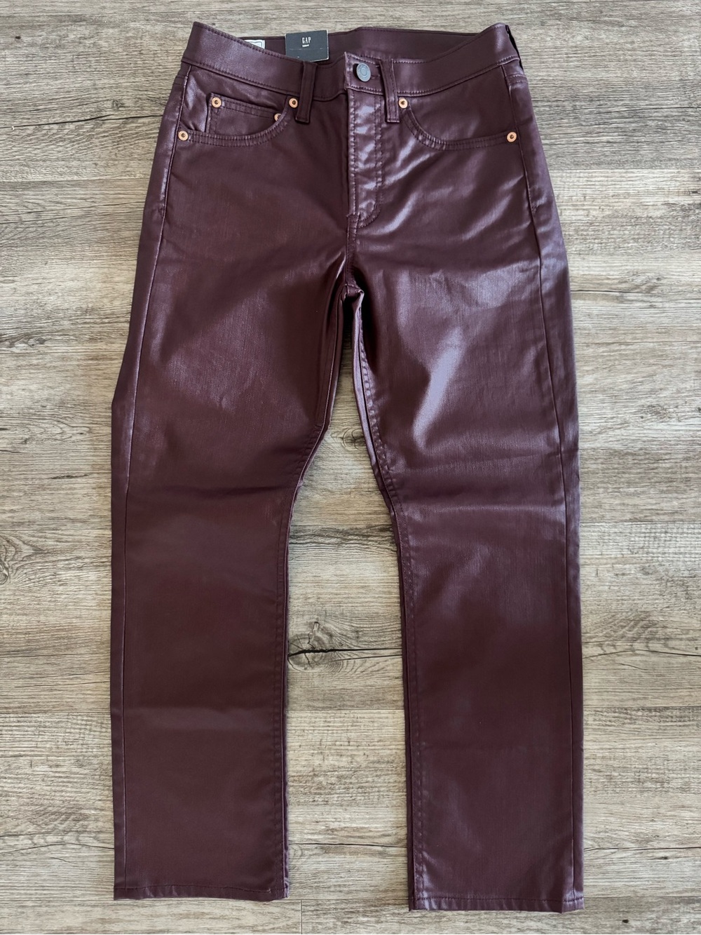 GAP Vintage Burgundy Coated Waxed Slim Jeans Mid Rise
